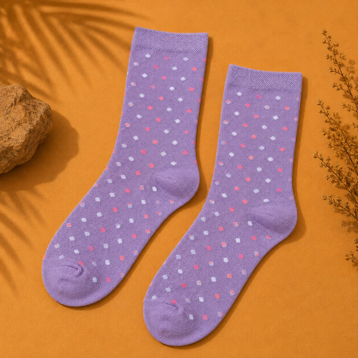 Calcetines Lunares Lila + puntos rosados/claros | La Pilcha