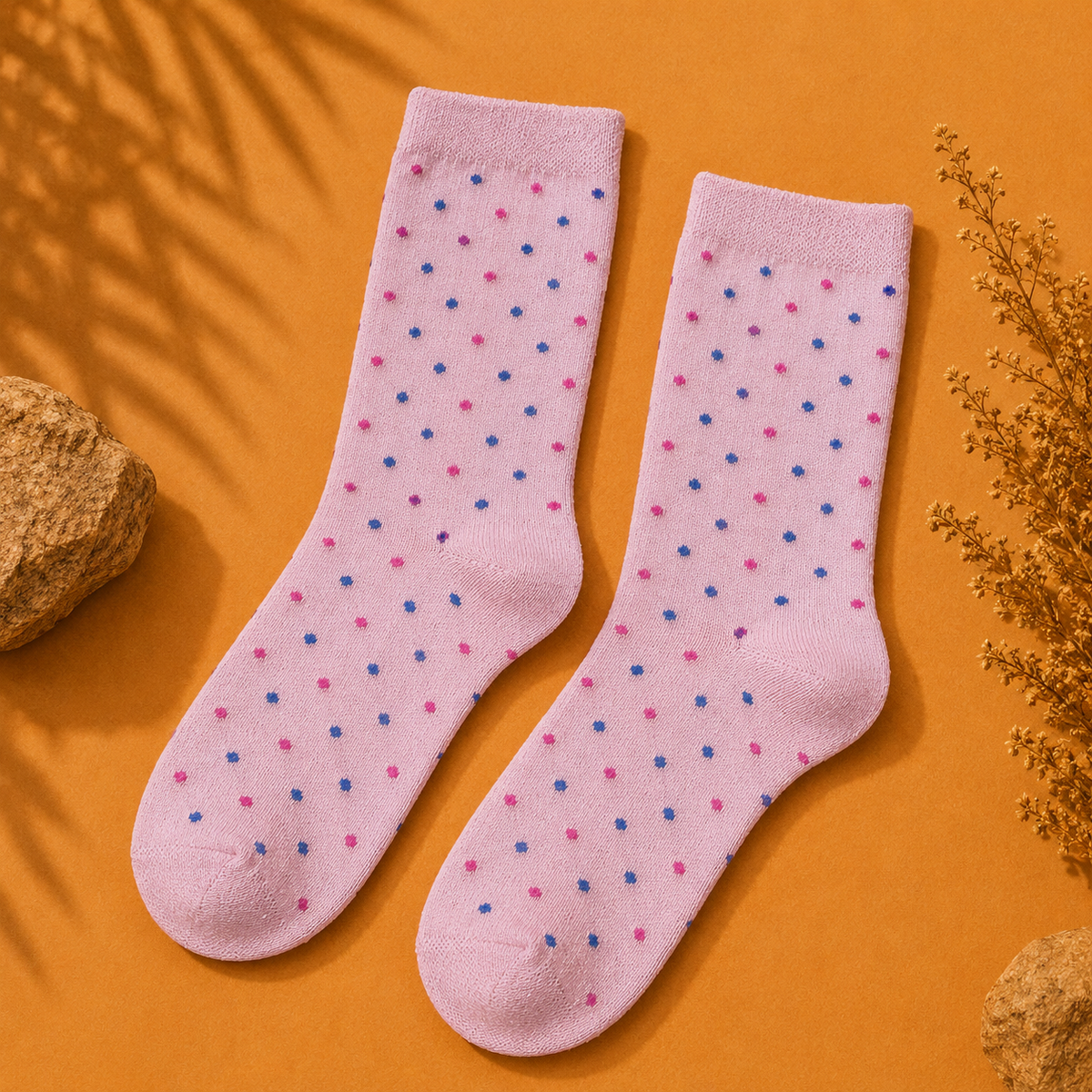 Calcetines Lunares Rosado claro + puntos azules/fucsia | La Pilcha