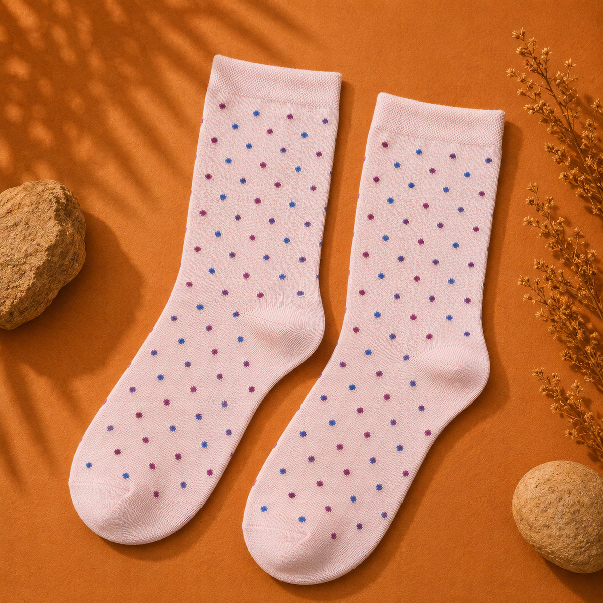 Calcetines Lunares Rosa + puntos azules/morados | La Pilcha