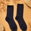 Calcetines Lunares Azul Marino + puntos fucsia/gris | La Pilcha