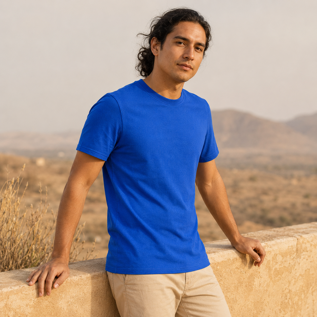 Polera Básica Azul Intenso Manga Corta | La Pilcha