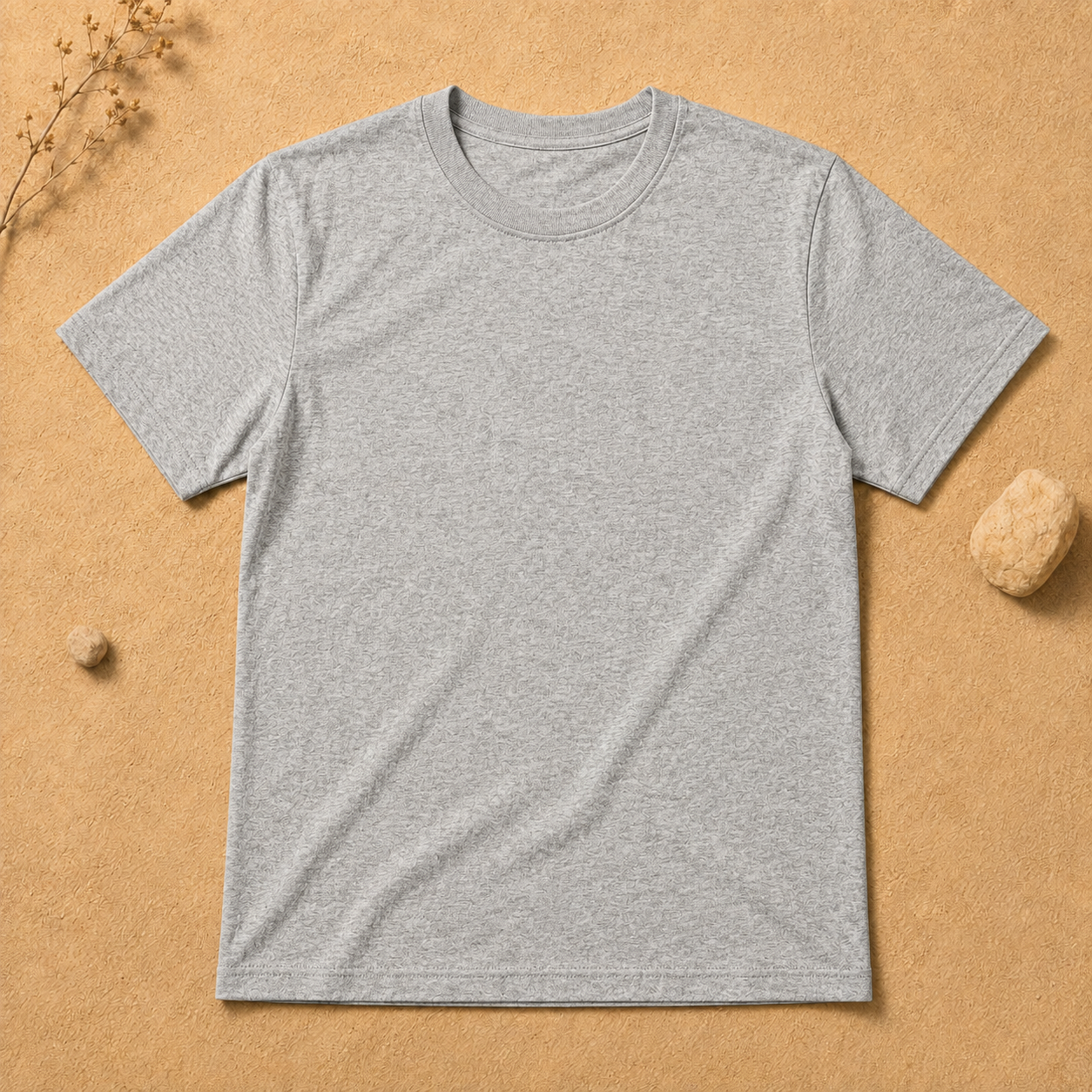 Polera Básica Gris Claro Manga Corta | La Pilcha