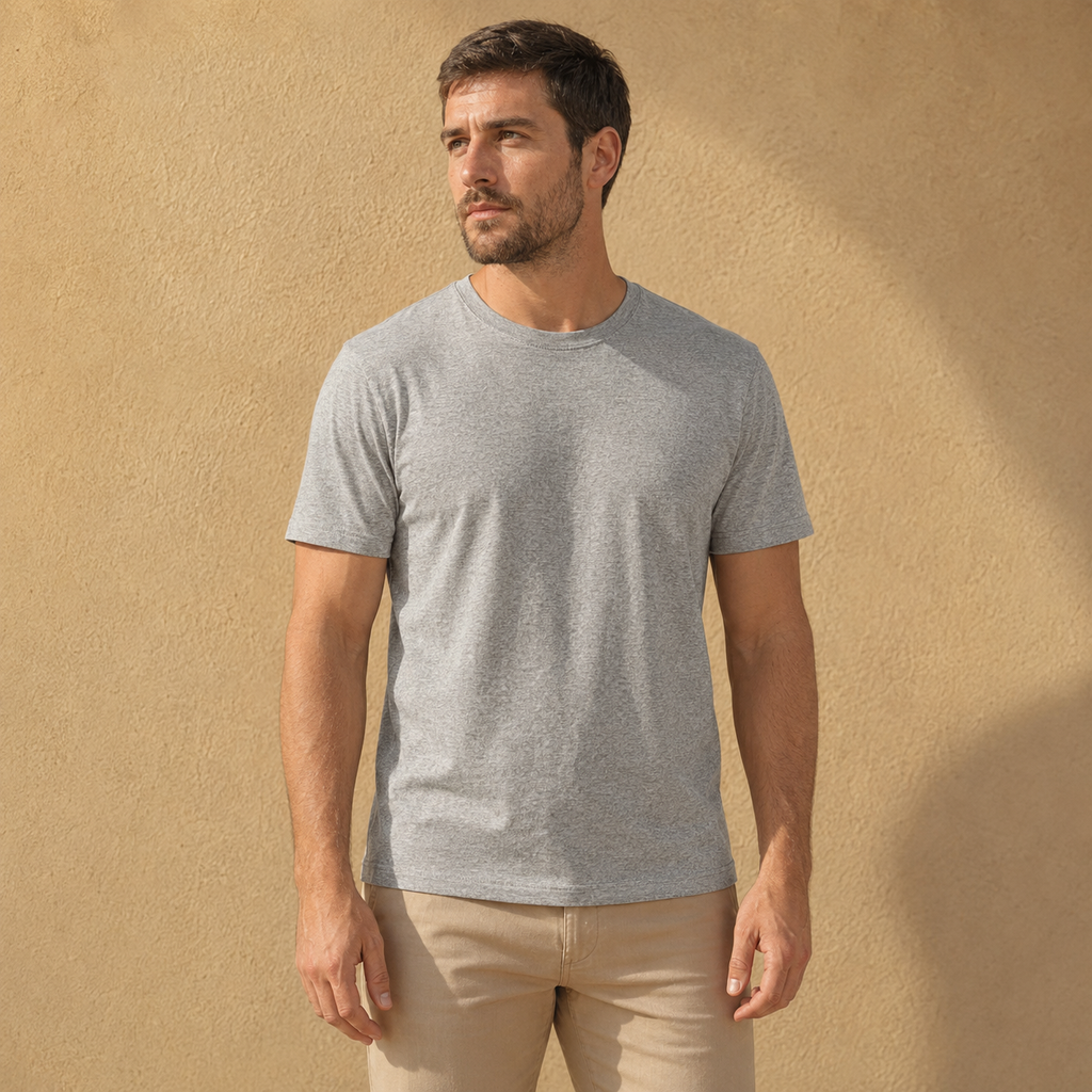 Polera Básica Gris Claro Manga Corta | La Pilcha