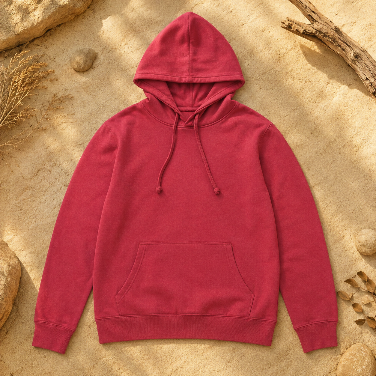 Polerón Unisex con Capucha Rojo Jaspeado | La Pilcha