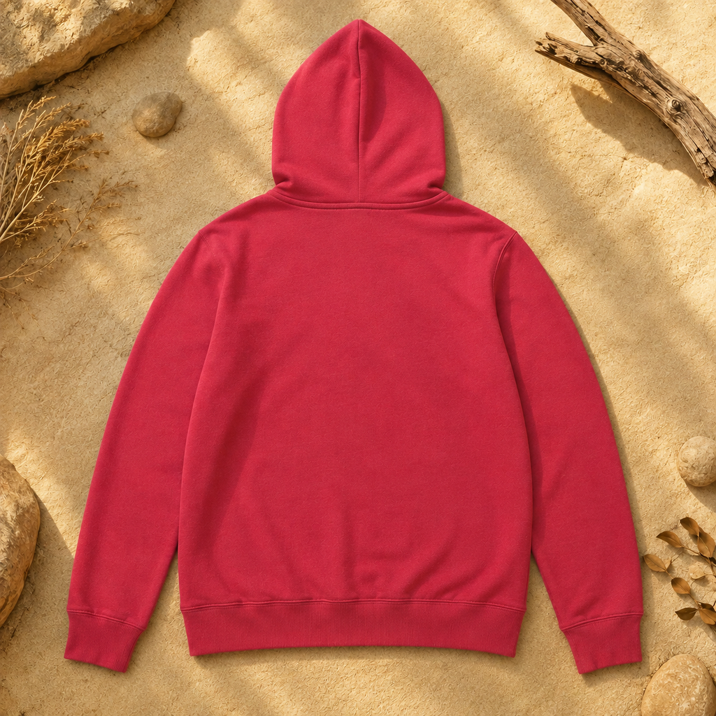 Polerón Unisex con Capucha Rojo Jaspeado | La Pilcha