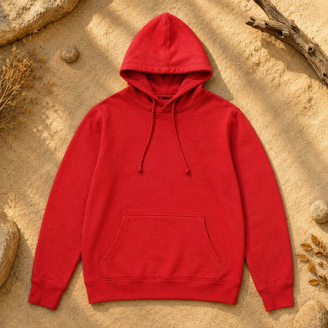 Polerón Unisex con Capucha Rojo Claro Jaspeado | La Pilcha