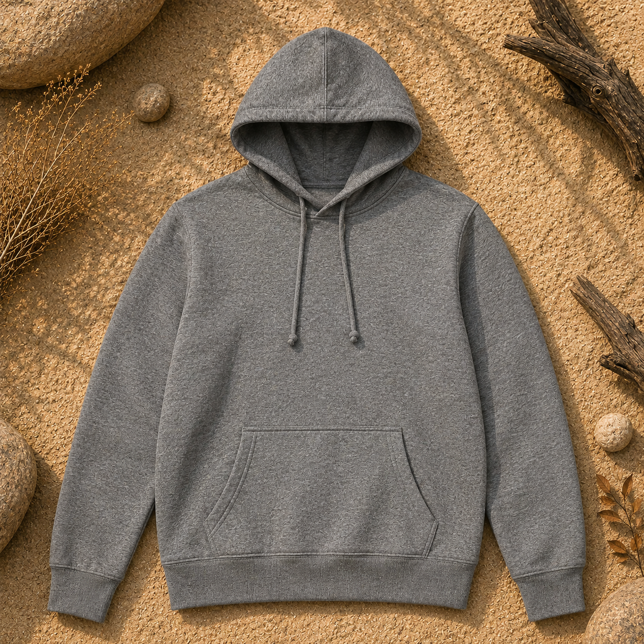 Polerón Unisex con Capucha Gris Claro Jaspeado | La Pilcha