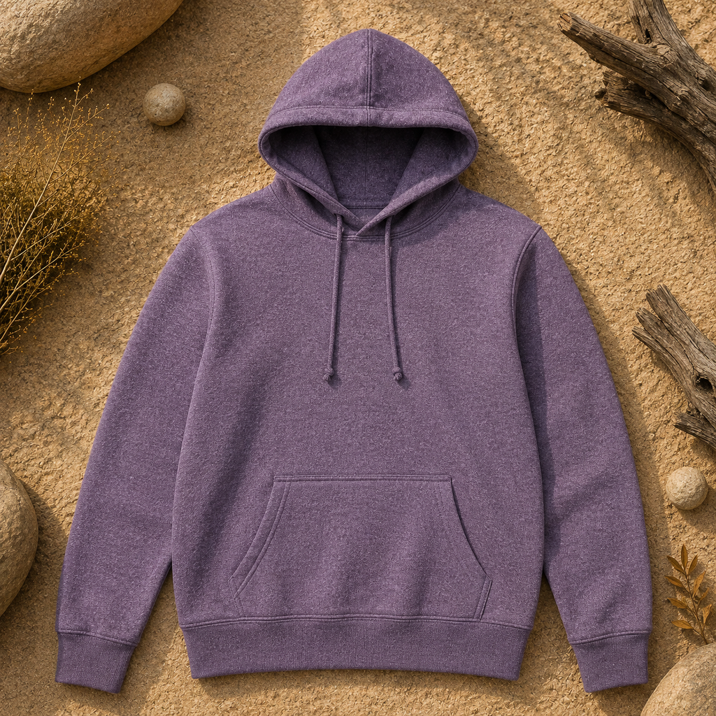 Polerón Unisex con Capucha Morado Jaspeado | La Pilcha