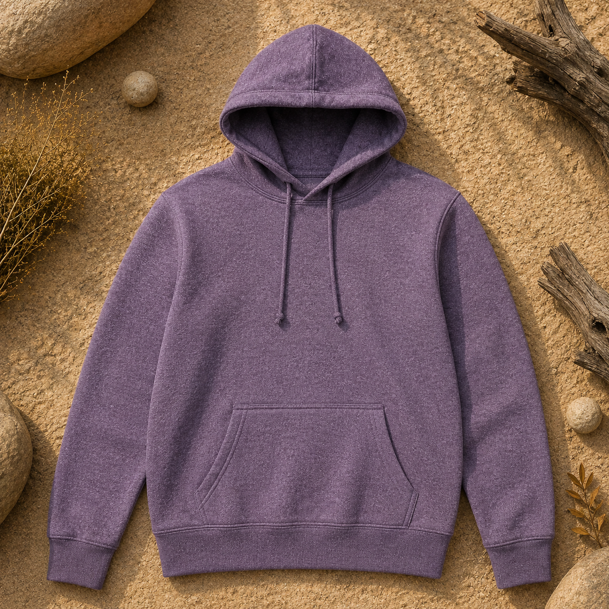Polerón Unisex con Capucha Morado Jaspeado | La Pilcha