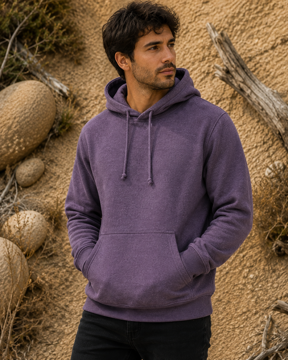 Polerón Unisex con Capucha Morado Jaspeado | La Pilcha