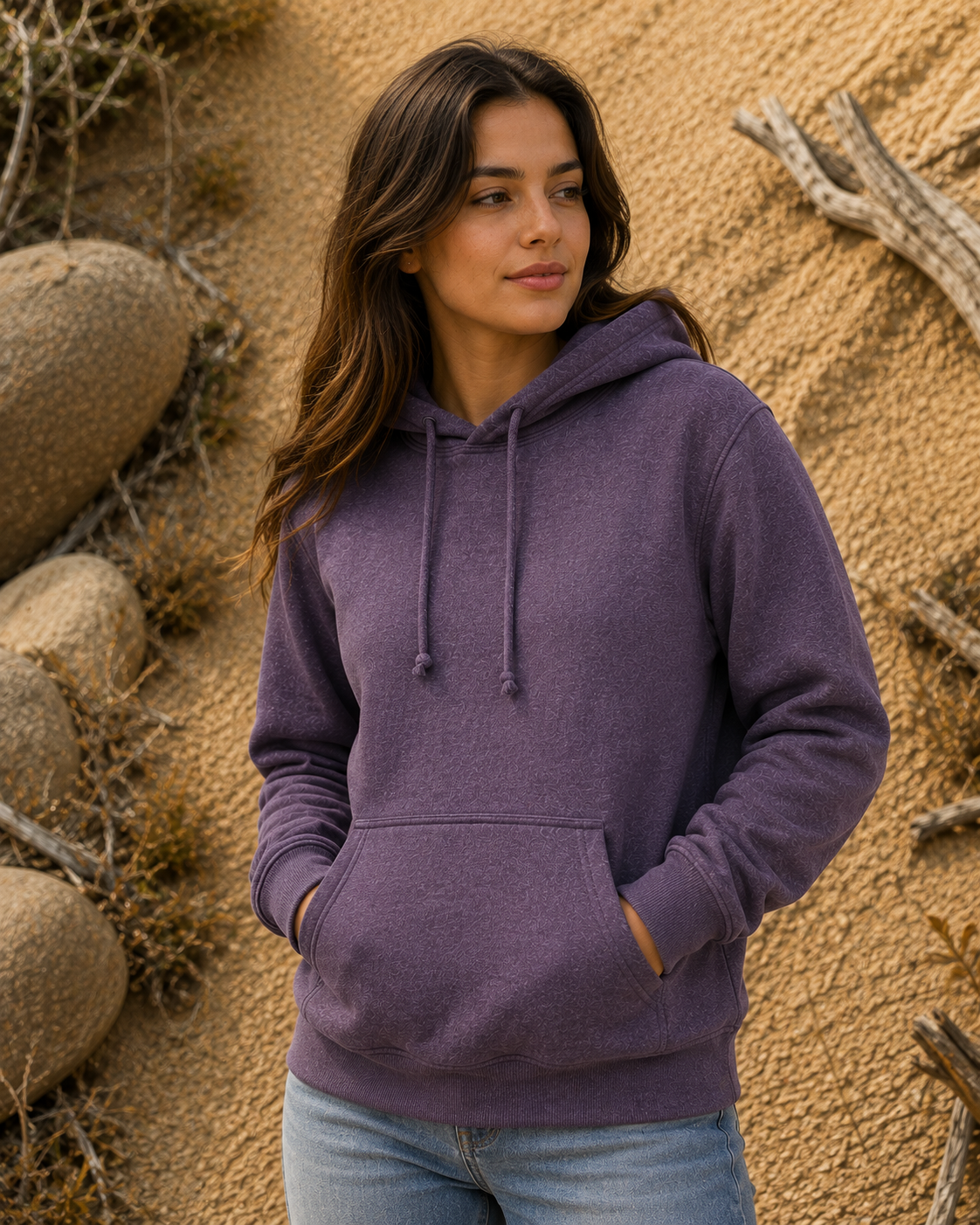Polerón Unisex con Capucha Morado Jaspeado | La Pilcha