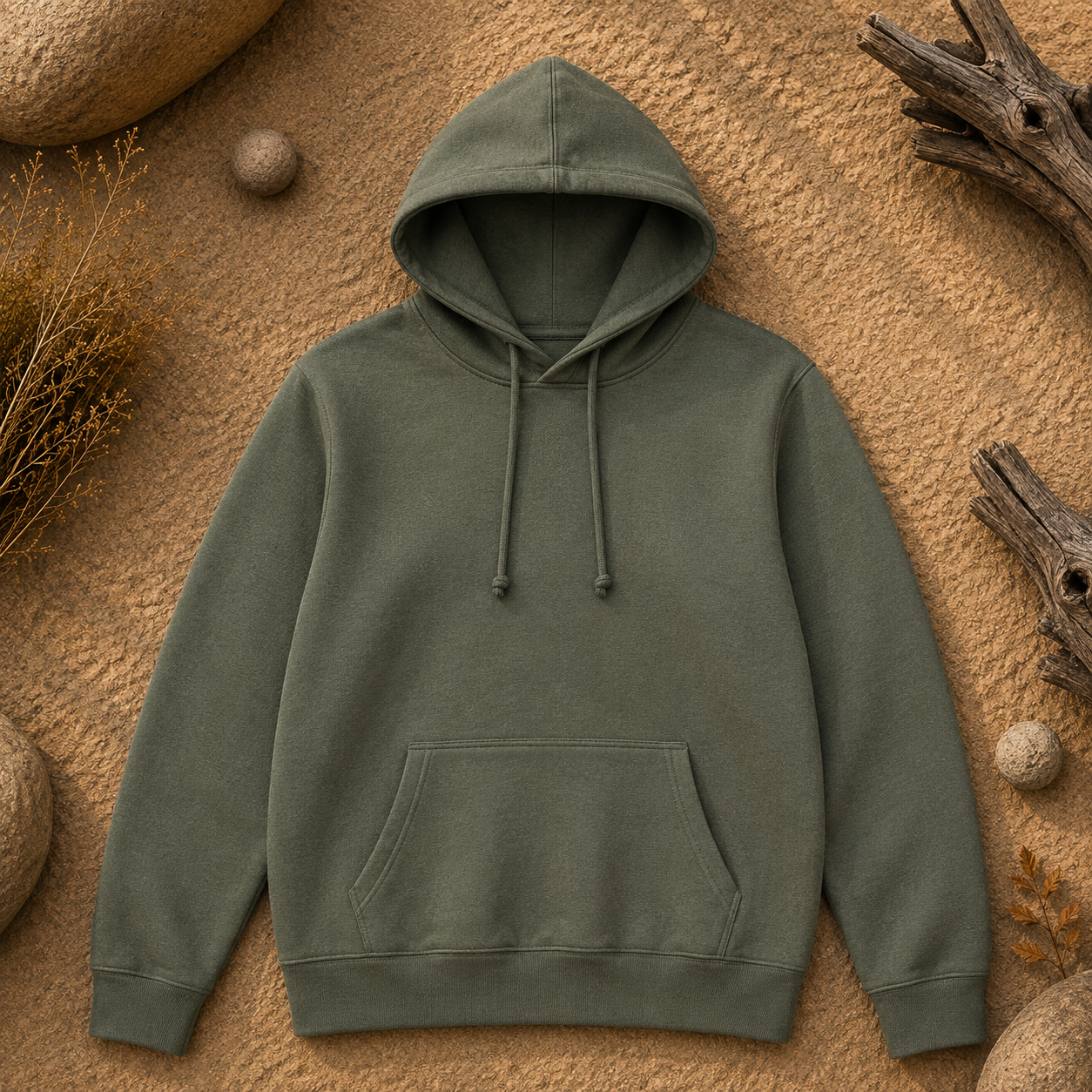 Polerón Unisex con Capucha Verde Musgo | La Pilcha