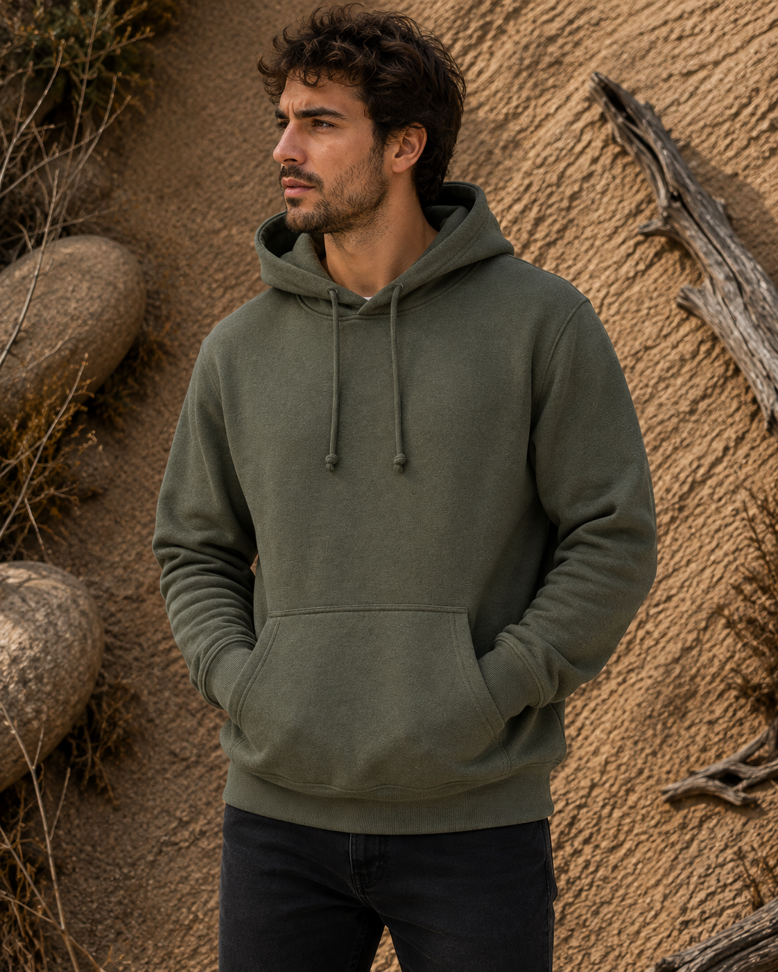 Polerón Unisex con Capucha Verde Musgo | La Pilcha