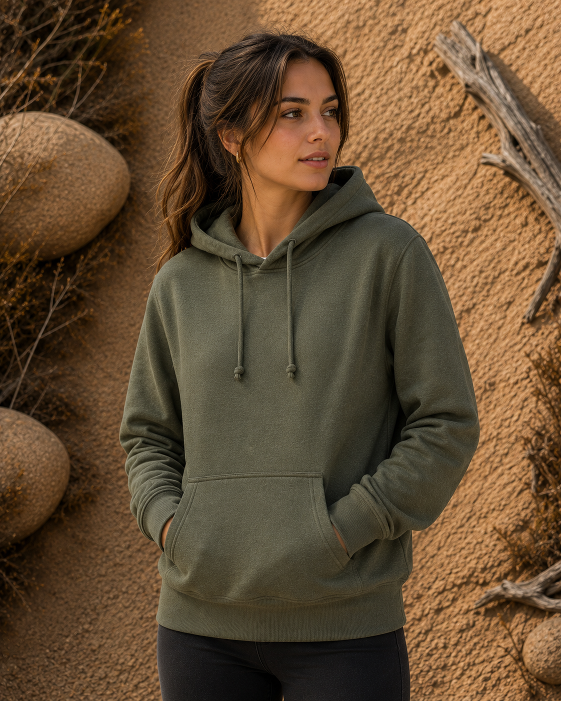 Polerón Unisex con Capucha Verde Musgo | La Pilcha