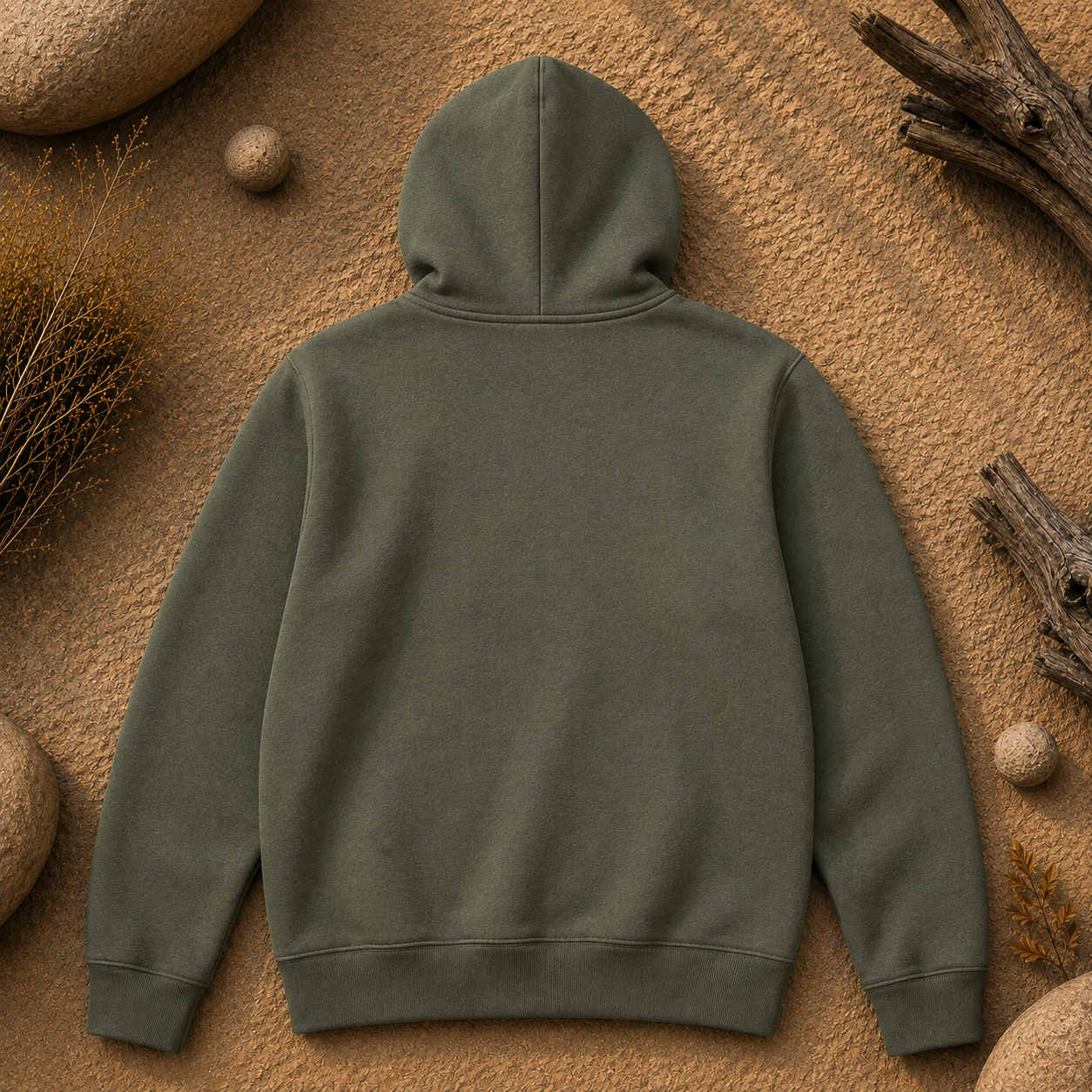 Polerón Unisex con Capucha Verde Musgo | La Pilcha
